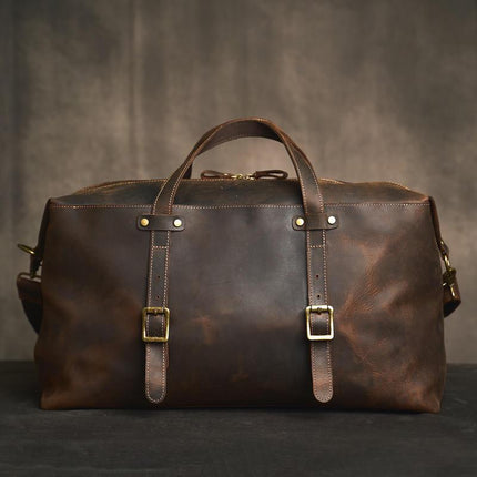 Sac de voyage vintage en cuir véritable pour homme