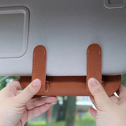 Universal Leather Sun Visor Car Glasses Holder - Wnkrs