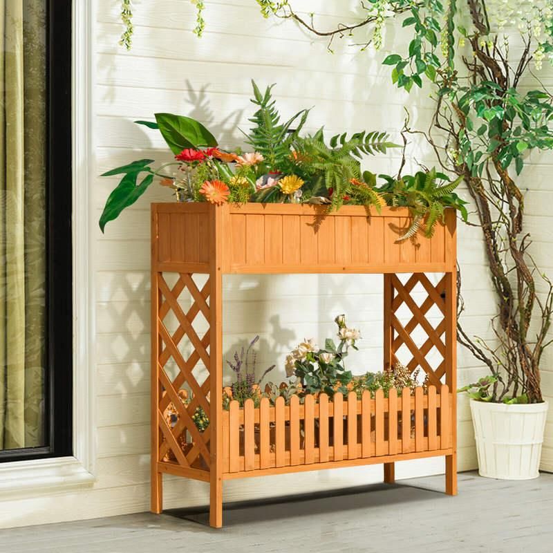 Elevated 2-Tier Wooden Garden Bed