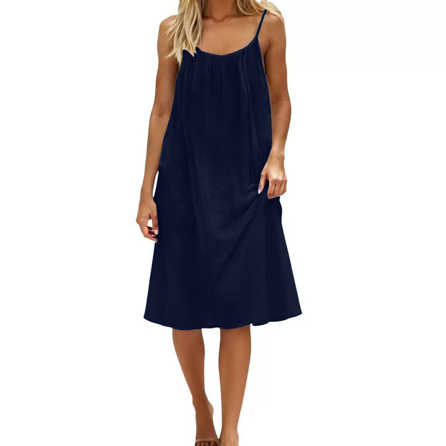 Robe dos nu à bretelles unie pour femme