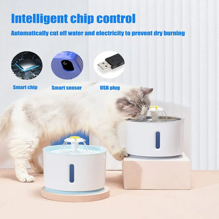 Fontaine à eau pour chat en acier inoxydable de 81 oz avec pompe ultra-silencieuse et 3 réglages de débit d'eau