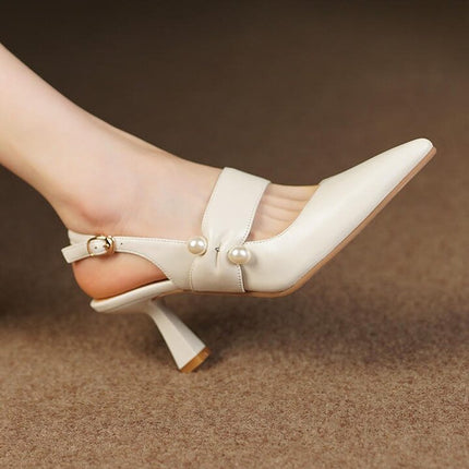 Pearl Detail High Heel Sandals