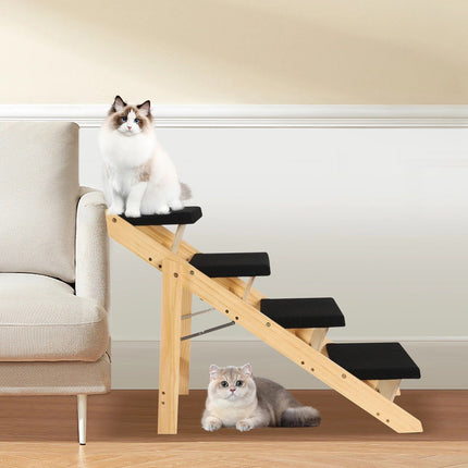 Multi-Purpose Wooden Pet Stairs & Ramp - 4-Level Design for Cats and Dogs - Wnkrs