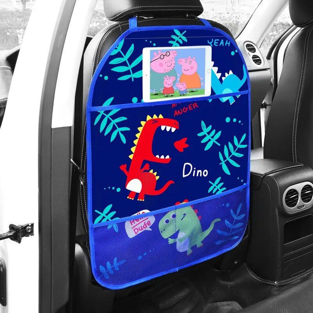 Cartoon Car Seat Back Protector with Storage Organizer - Wnkrs