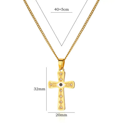 Collier pendentif croix en acier inoxydable avec zircone cubique – Bijoux religieux tendance