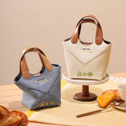 Charming Canvas Bucket Bag with Embroidered Cheese Design