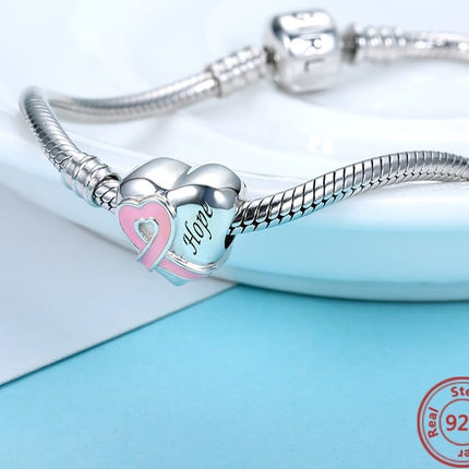 Woman's Sterling Silver Heart Shape Belt Pink Enamel Bead - Wnkrs