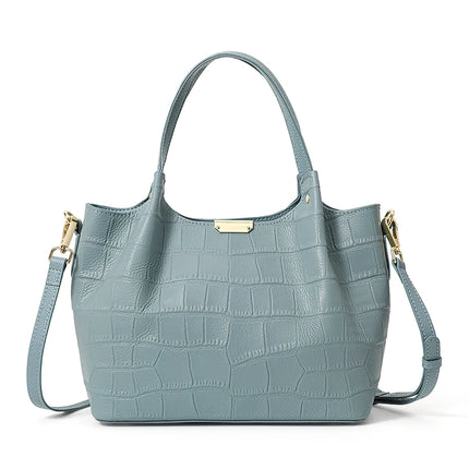 Sac à main élégant en cuir motif crocodile pour femme - Sac panier de grande capacité