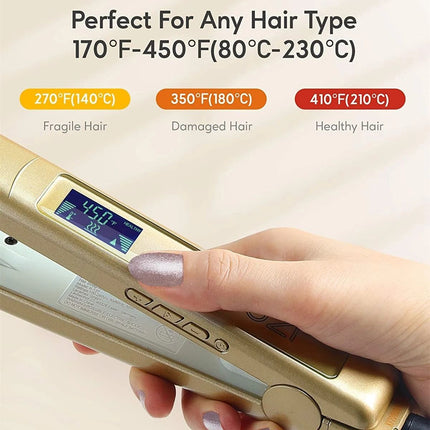 Professional Titanium Plate Flat Iron with LCD Digital Screen - Wnkrs