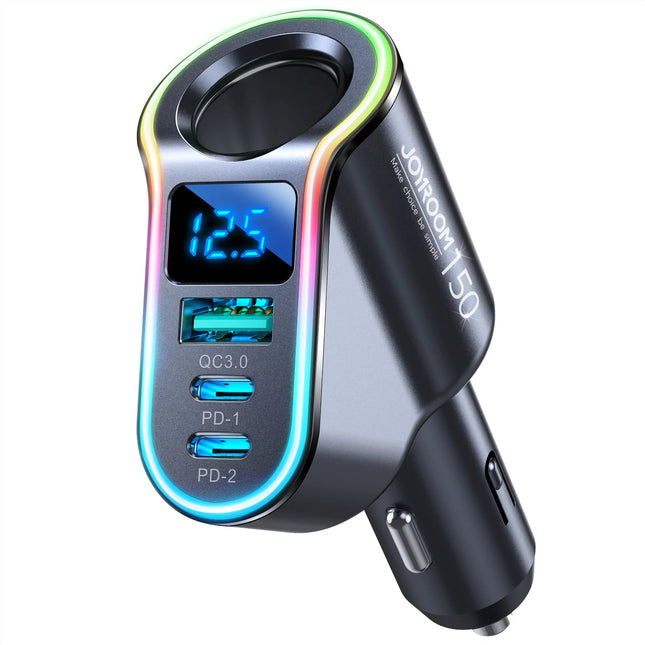 Chargeur de voiture 150 W à 4 prises avec USB PD3.0 et QC3.0 - Charge ultra rapide pour iPhone et Samsung