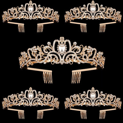 Tiara de perlas y diamantes de imitación hecha a mano para bodas, cumpleaños y fiestas