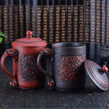 Chinese Embossed Dragon And Phoenix Tea Cup - Wnkrs