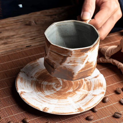 Ensemble tasse à café et soucoupe en céramique japonaise rétro