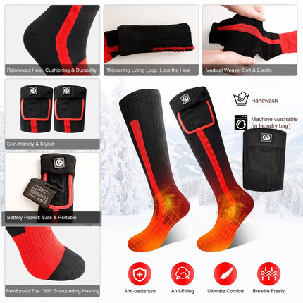 Rechargeable Thermal Ski Socks with 3-Zone Heating - Wnkrs