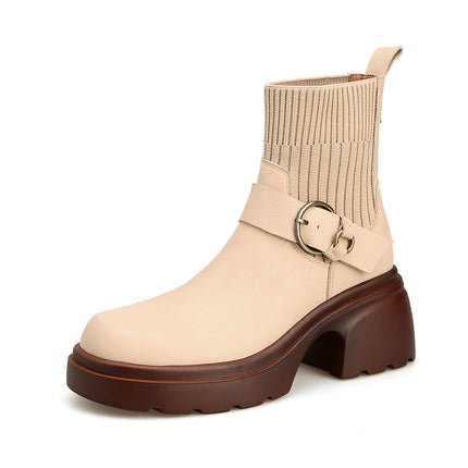 Bottines tendance en cuir véritable pour femmes