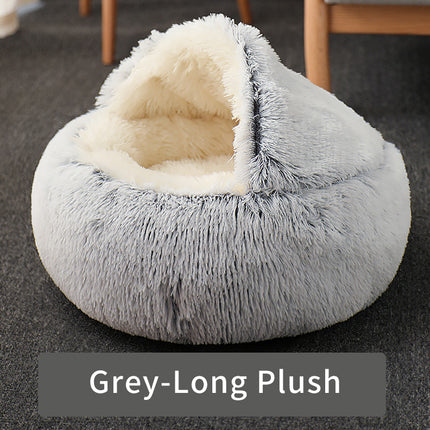 Lit rond et confortable en peluche pour chat