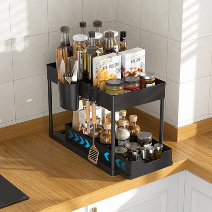 Two Tier Under Sink Sliding Cabinet Organizer