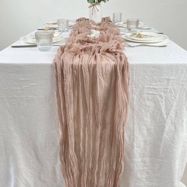 Pink Semi-Sheer Gauze Table Runner for Weddings and Events