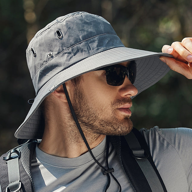 Sombrero de ala ancha impermeable con protección UV para el sol para hombres