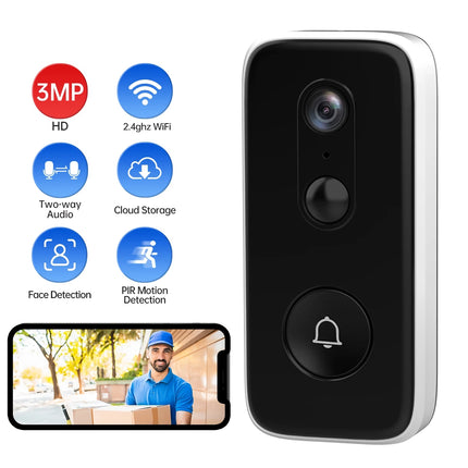 Timbre de video inalámbrico WiFi de 3 MP con detección de movimiento PIR