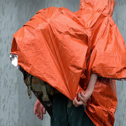 Poncho imperméable d'urgence et couverture de survie