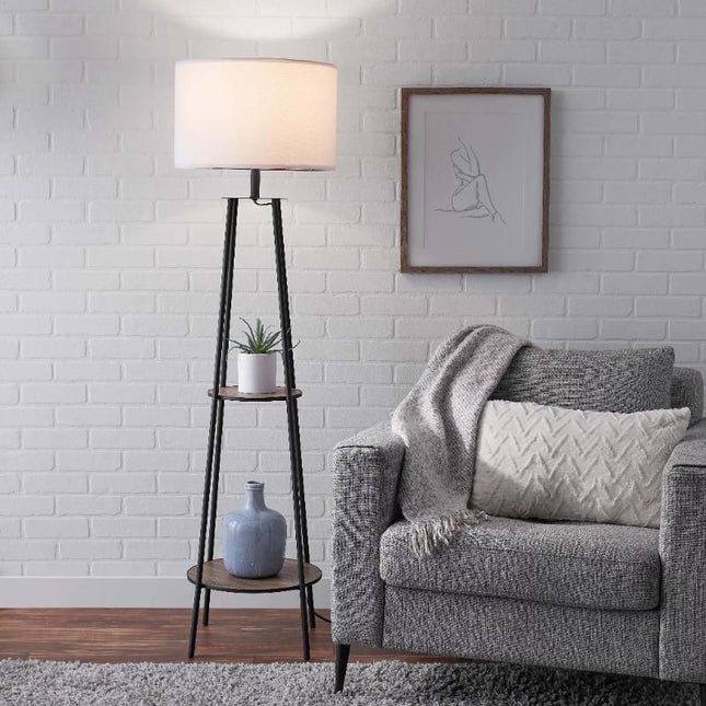 Etagere Matte Black Floor Lamp with Integrated Shelves - Wnkrs