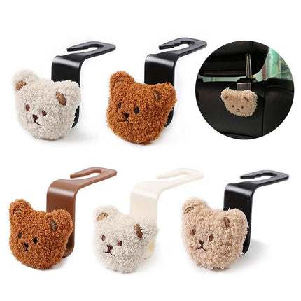 Cute Plush Bear Car Seat Back Hook with Decorative Pendant - Wnkrs