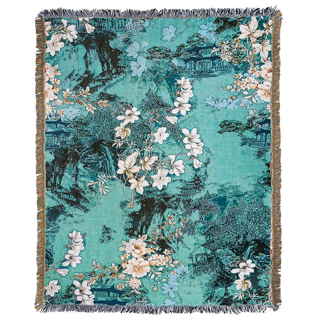 Vintage Floral Jacquard Throw Blanket for Versatile Comfort
