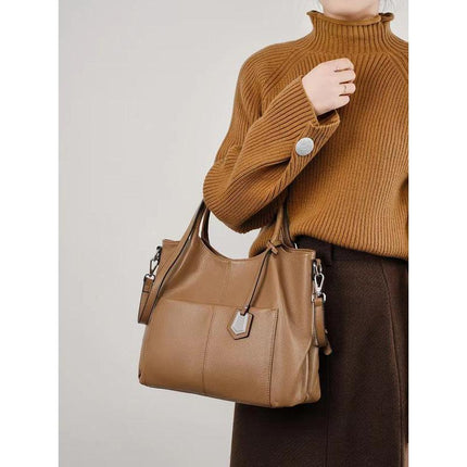 Sac à main fourre-tout grande capacité en cuir véritable pour femme