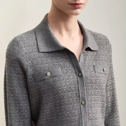 Cardigan en laine à revers rétro