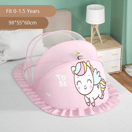 Foldable Baby Mosquito Net Canopy: Cartoon-Designed Protection for Infants - Wnkrs