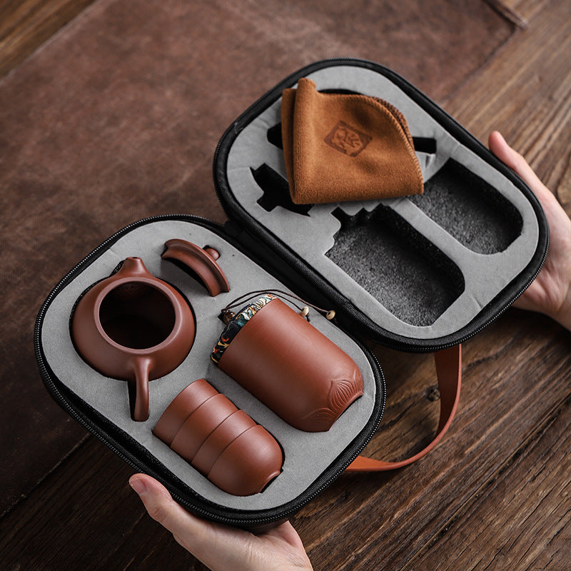 Travel Tea Set Portable Set Household Purple Sand A Pot Of Four Cups T ...