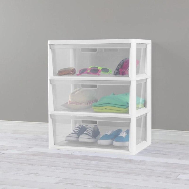 3-Drawer Wide Storage Tower with Portable Bins - Wnkrs