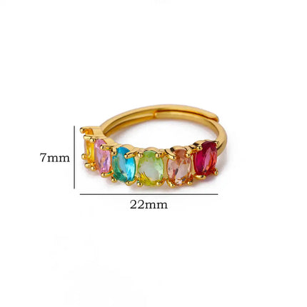 Multicolor Zircon Rings for Women - Gold Color Stainless Steel