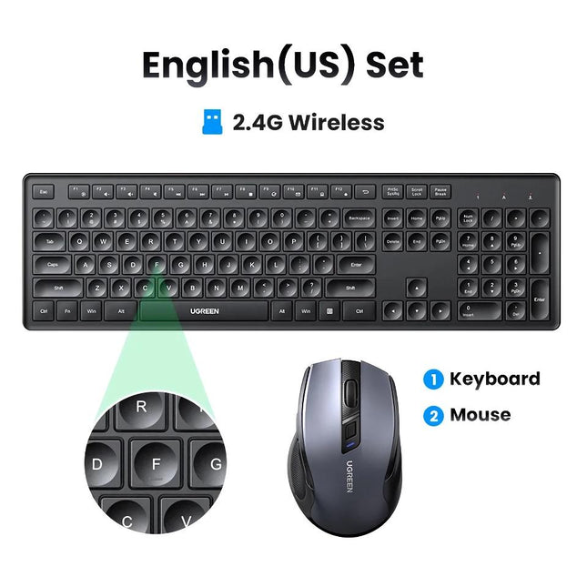 Juego de teclado y ratón inalámbricos ergonómicos con precisión óptica de 4000 DPI