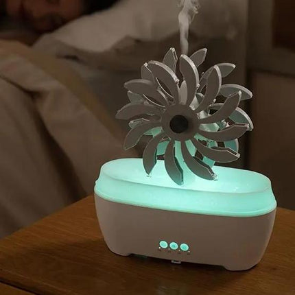 Humidificador de rueda de agua y difusor de aceites esenciales con lámpara LED de 7 colores