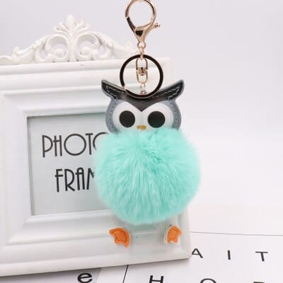 Cute Fur Pompom Owl Shaped Keychain