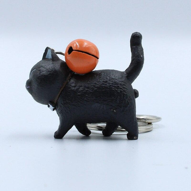 Cartoon Walking Cat Pendant Key Ring with Bell - Wnkrs