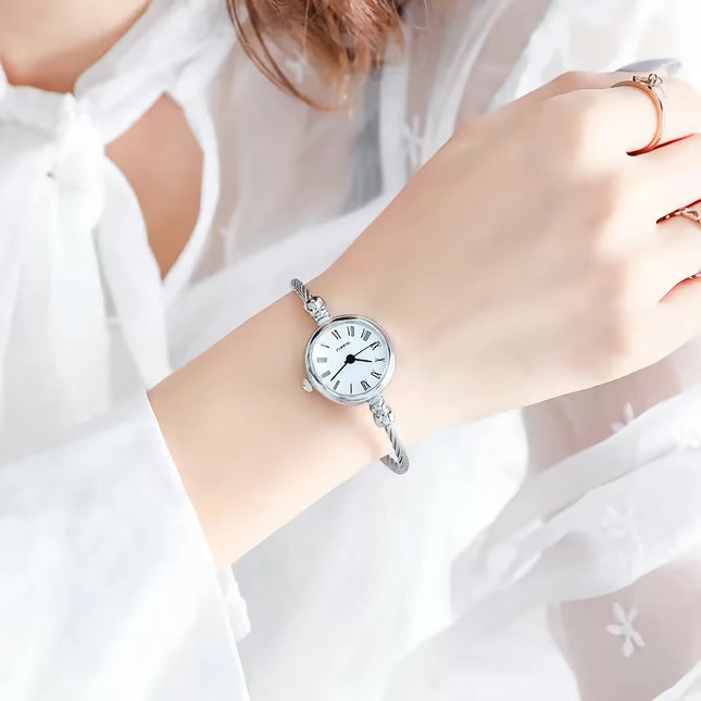 Montres-bracelets rétro pour femmes, petites et dorées