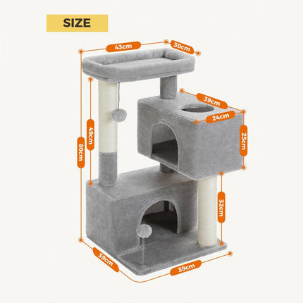 Tour à chat de 80 cm avec double niche et grand perchoir