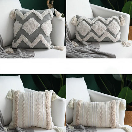 Nordic Moroccan tufted geometric tassel pillowcase - Wnkrs