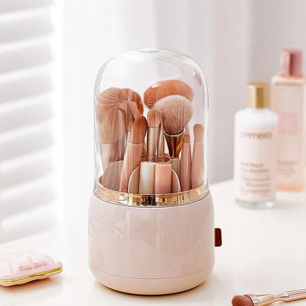 360° Rotating Cosmetic Brush Holder - Portable & Clear Makeup Organizer - Wnkrs