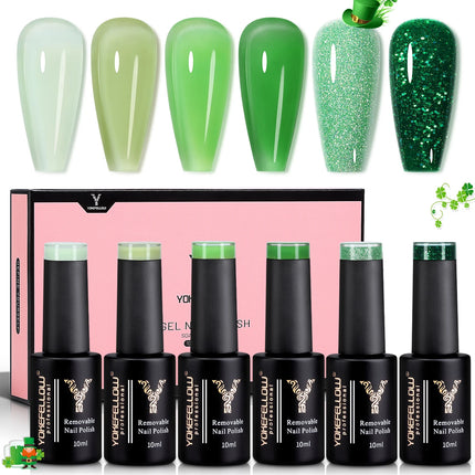 Juego de 6 esmaltes de uñas de color verde pastel con eucalipto de 10 ml