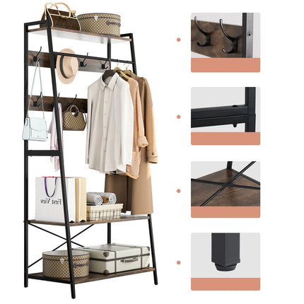 Chic Heavy-Duty Metal Clothes Rack with Shelves and Hooks - Wnkrs