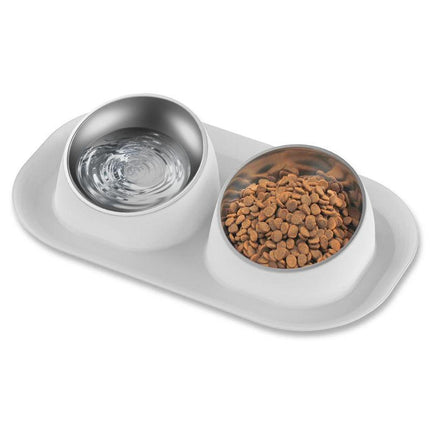 Cuenco doble inclinado de acero inoxidable para perros: cuencos de alimentación extraíbles, antideslizantes y antiderrames para gatos y perros