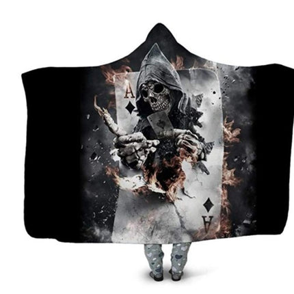 Hooded Blanket Cloak 3D Digital Printing Nap Blanket Skull - Wnkrs