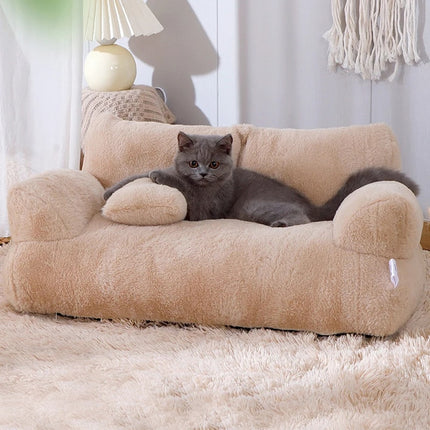 Luxury Pet Sofa Bed - Super Soft Warm Sleeper for Cats & Small Dogs, Washable with Non-Slip Base