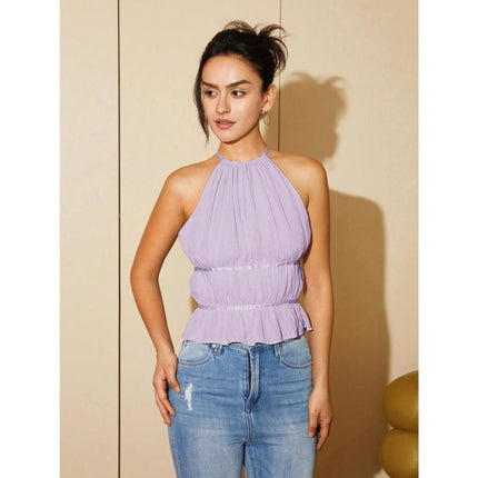 Chic Ruffle Hem Halter Top