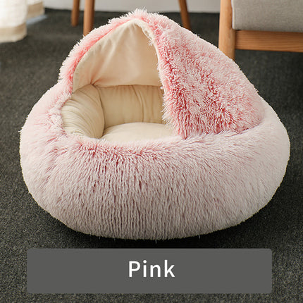 Lit rond et confortable en peluche pour chat