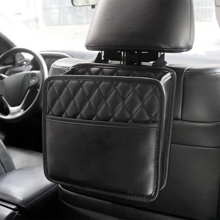 Organizador de cuero de lujo para asiento trasero de automóvil con almacenamiento impermeable